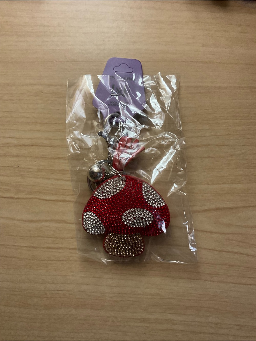 Crystal Mushroom Keychain Charm - Red